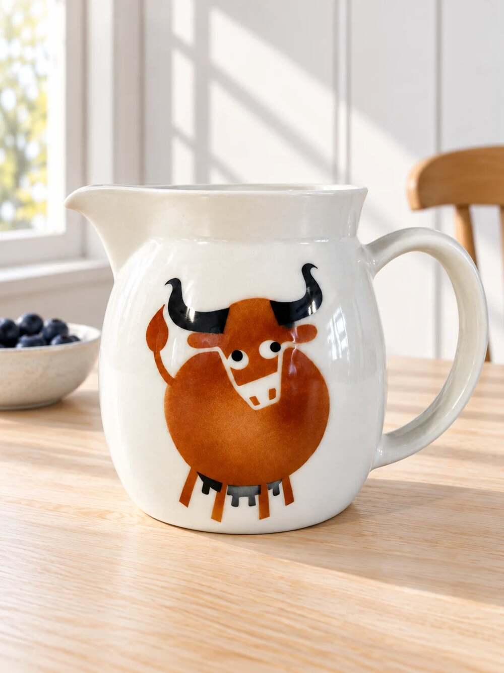 Arabia Finland Heluna Brown Cow Bull Pitcher Milk Jug KL1 5.5” 1 Liter MCM